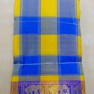 Yellow with blue kanjeevaram sareesOKS0001