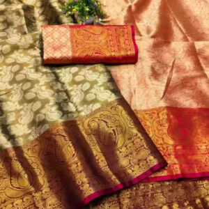 Golden with red bridal tissue sarees (BTS0001)